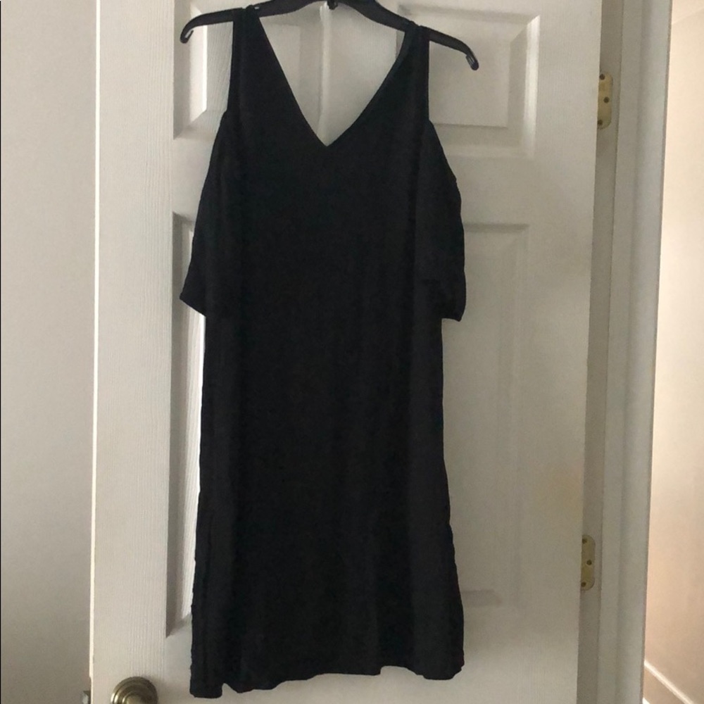 Black cold shoulder dress